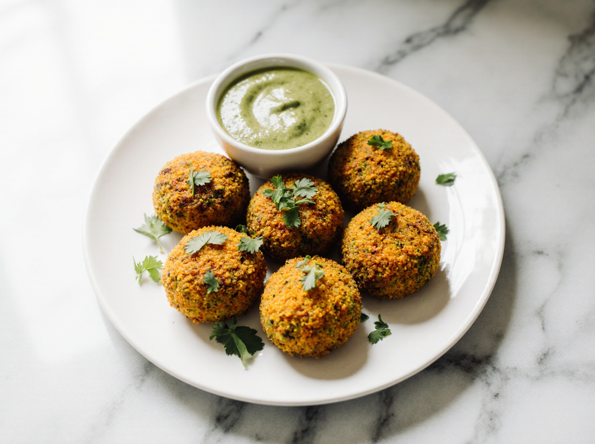 Falafels de patate douce cuits en Airfryer, croustillants et savoureux.