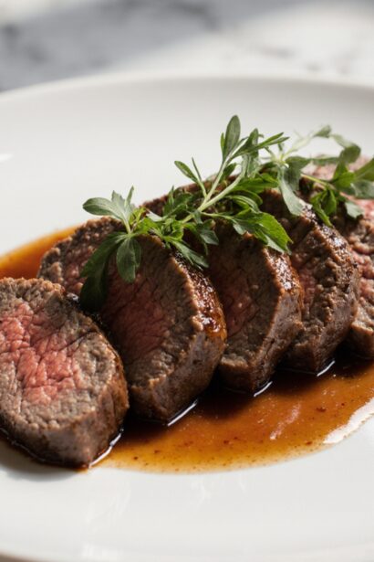 Savoureuse hampe de bœuf cuite en Airfryer, tendre et juteuse.