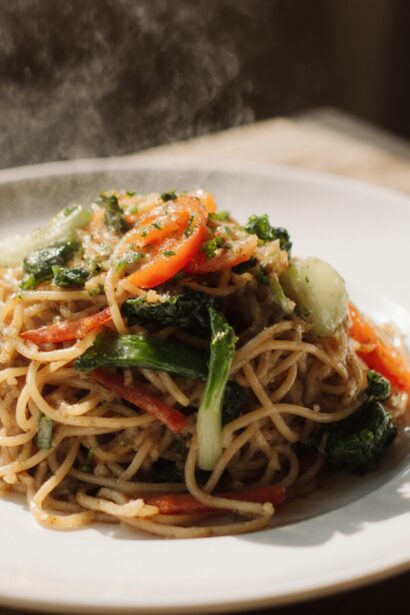 Nouilles sautées aux légumes en Airfryer, colorées et savoureuses