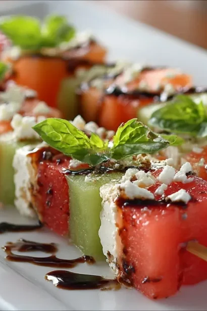 Brochettes de melon et feta cuites en Airfryer, légères et savoureuses