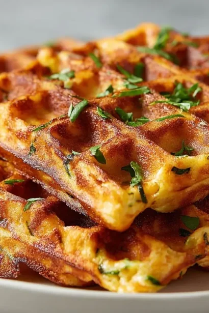 Savoureuses gaufres courgette-feta au airfryer, légères et dorées.