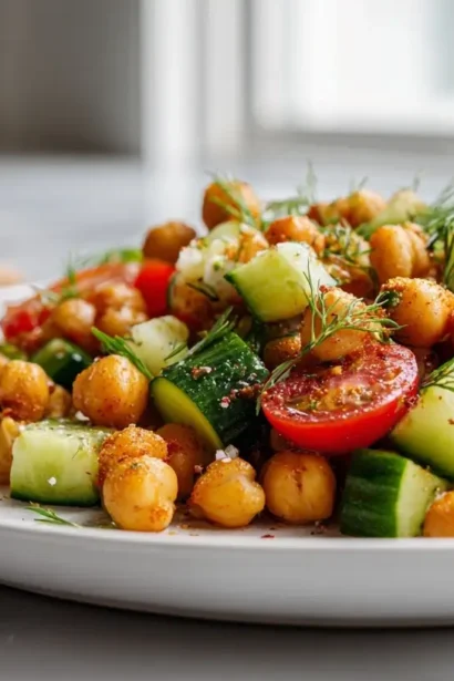Salade de pois chiches rôtis au Airfryer, colorée et savoureuse