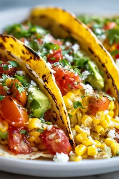 Tacos végétariens au maïs grillé, savoureux et croustillants