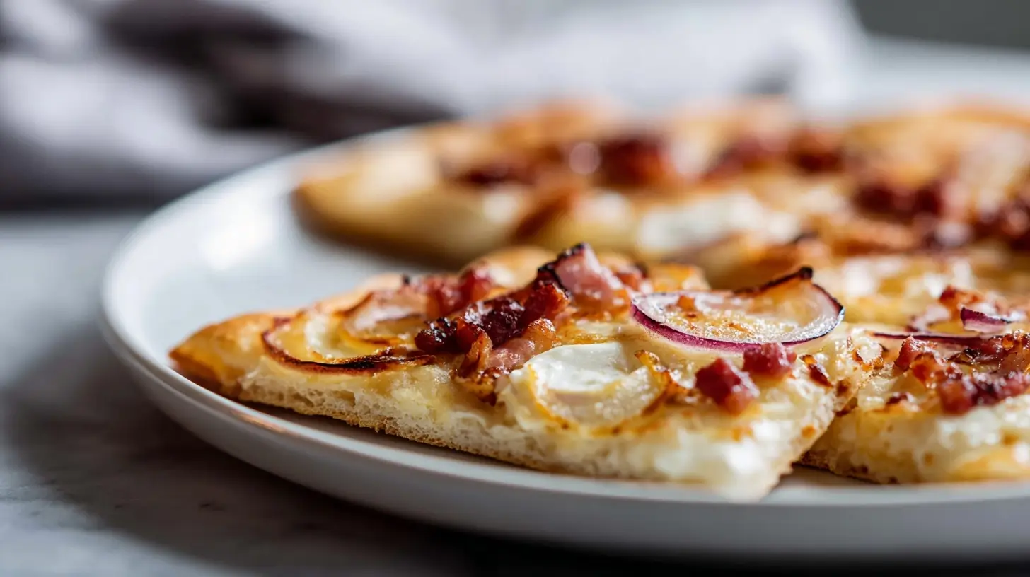 Tarte flambée alsacienne au Airfryer, croustillante et savoureuse